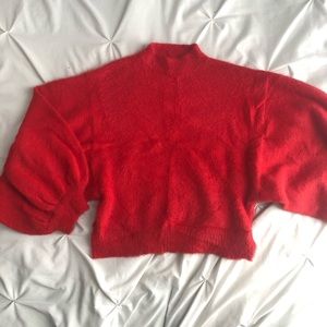 Red bell sleeve sweater